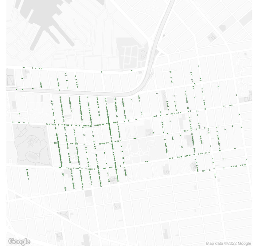 Street Trees in Wallabout, NY 11205 in 1995